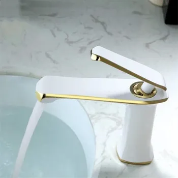

New Arrival bathroom sink faucet cold and hot bathroom faucet chrome water mixer white water tap brass basin faucet mixer gold