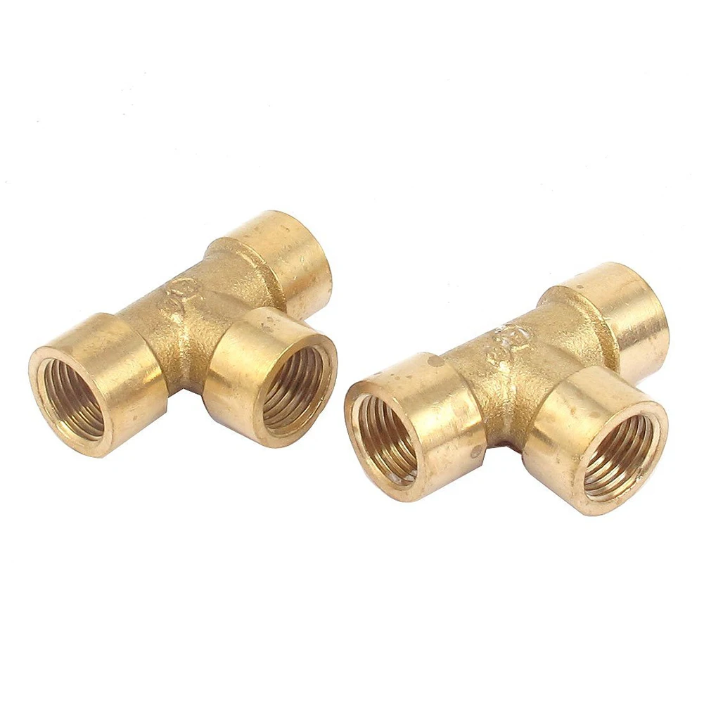 2pcs 1/4inch BSP Thread Equal 3 Way Tee Coupling Brass Pipe Adapter | Обустройство дома