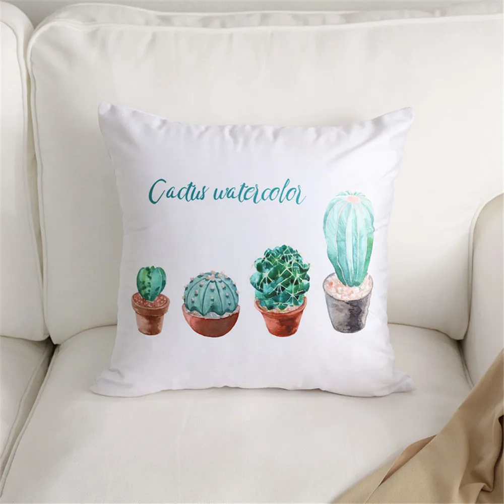 

Small fresh green cactus leaf velvet sofa pillow cushion living room Bedroom office bedside backrest