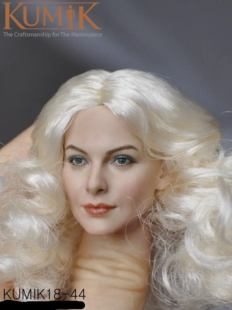 

DIY 1/6 Female Head Sculpt White Curls Action Figure KM-18-44 Head Painted Sculpt