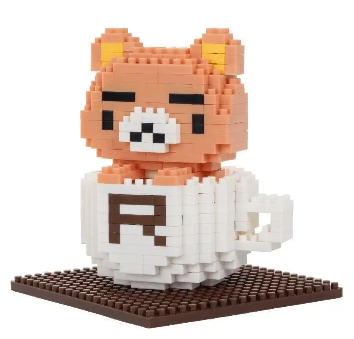 Оптовая Rilakkuma QCF Микро Блоки Мультфильм Пластиковые Мини Медведь DIY Строительство