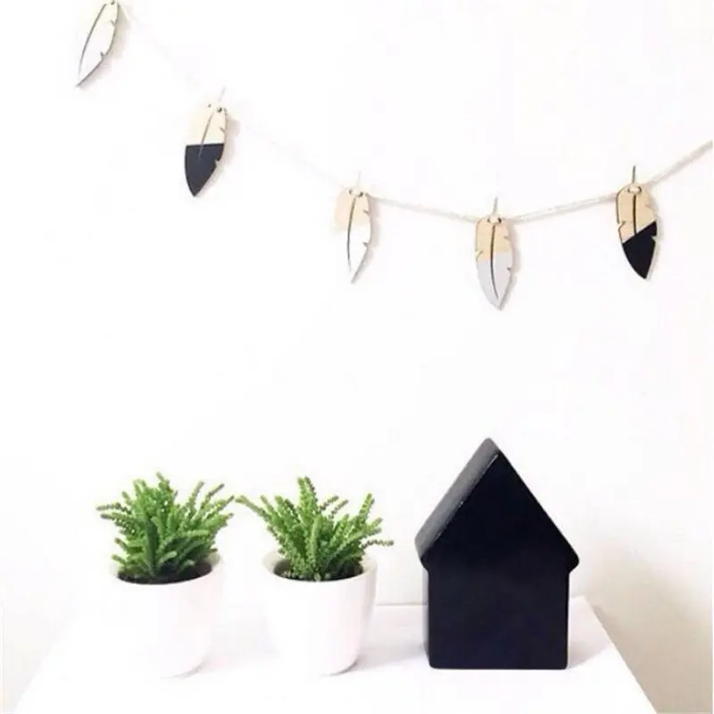

10pcs Nordic style creative feather wood curtain hanging decoration DIY kids birthday party children's room wall decor supplies