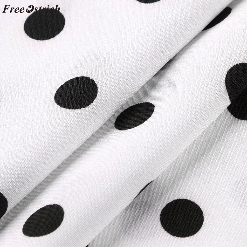 Платье в горошек FREE страусиное женское модное летнее свежее без рукавов с