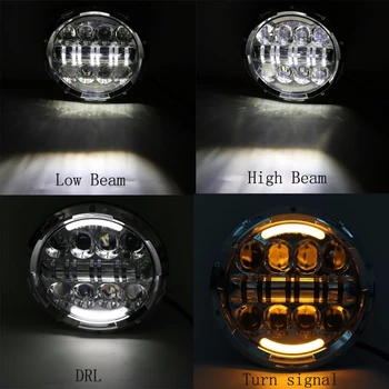 

Factory direct sale car motorcycle led for Harley 80W High low beam 7" round led headlight for Jeep Wrangler with DRL