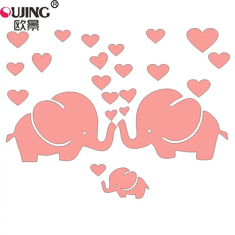 Dibujos Animados pequeños Elefantes familia en forma de corazón
