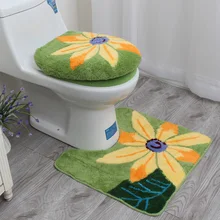 Подсолнух Туалет набор ванная комната моющееся сиденье для унитаза крышка мягкая подкладка-горшок коврик для ванной утолщенная теплая подушка для унитаза 3 шт./компл