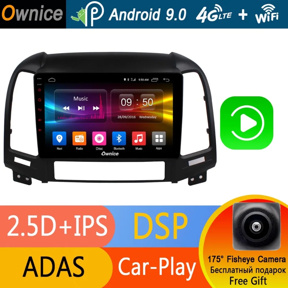

Octa Core 9" IPS Android 9.0 4GB RAM+32GB ROM Car Radio DSP CarPlay for Hyundai Santa Fe 2006-2012 auto Navigation GPS player