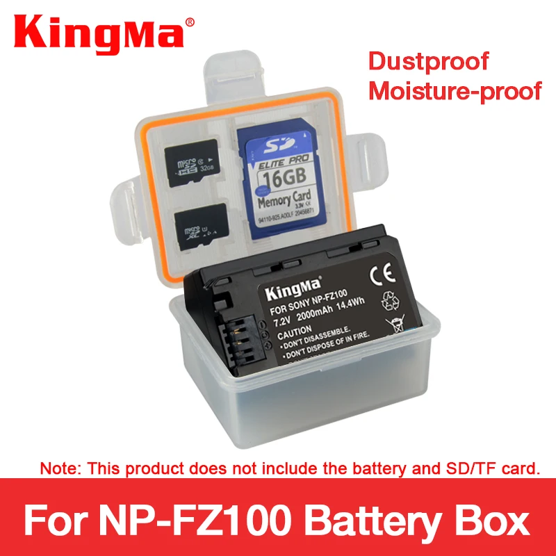 

KingMa 5 PCS NP-FZ100 NPFZ100 Battery Plastic Case Holder Storage Box for NP FZ100 Alpha a9 A7R 3 Alpha III A7 MARK battery box