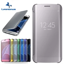 

Clear View Mirror Note 9 Smart Case For Samsung Galaxy S9 S8 Plus Note 9 Note 8 Flip Cover Smart PU Leather+UV Plating PC Case