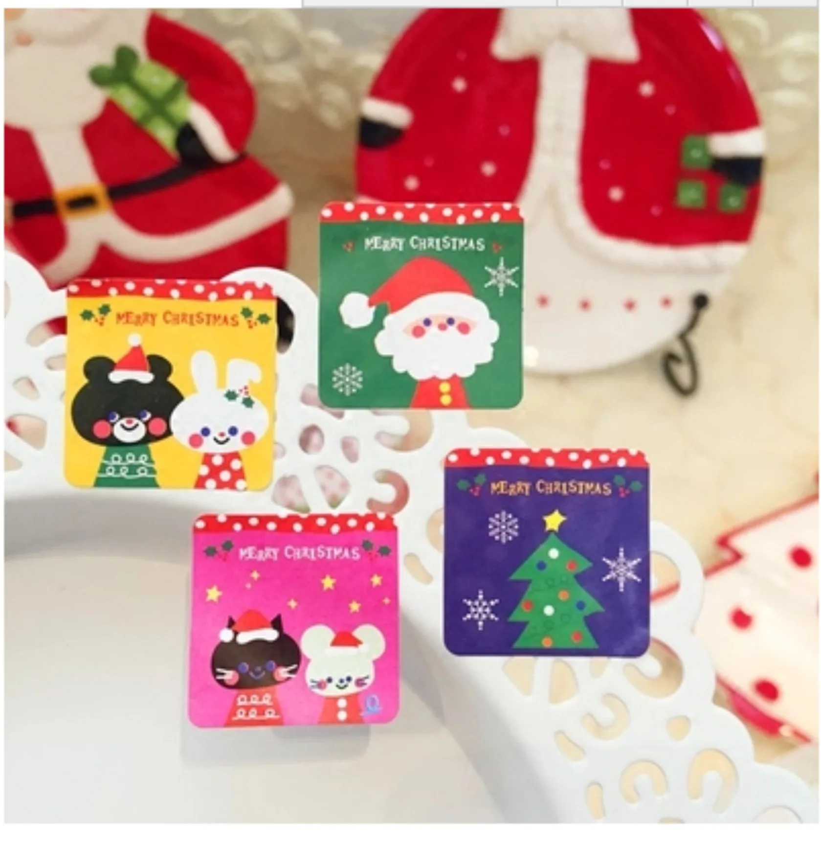 

Hot Sale100Pcs hristmas Square Santa Clause Handmade Cake Packaging Sealing Label Kraft Sticker Baking DIY Gift Stickers M1411
