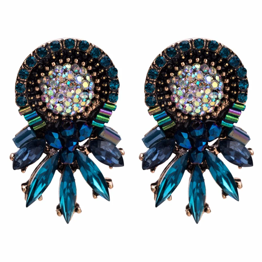 

Qiaose Shiny Multicolors Rhinestone Resin Stud Earrings Accessories Boho Maxi Statement Earrings Hot Sale