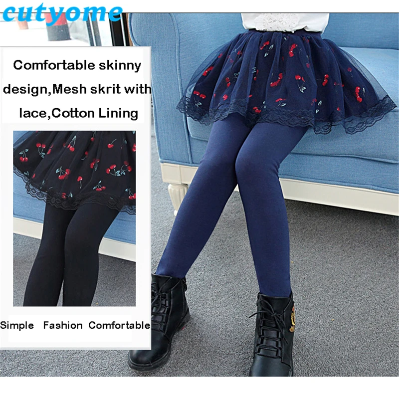 Cutyome/Леггинсы для девочек-подростков с юбкой детские осенние обтягивающие штаны однотонная хлопковая юбка-брюки леггинсы для маленьких детей 8, 10, 12, 14