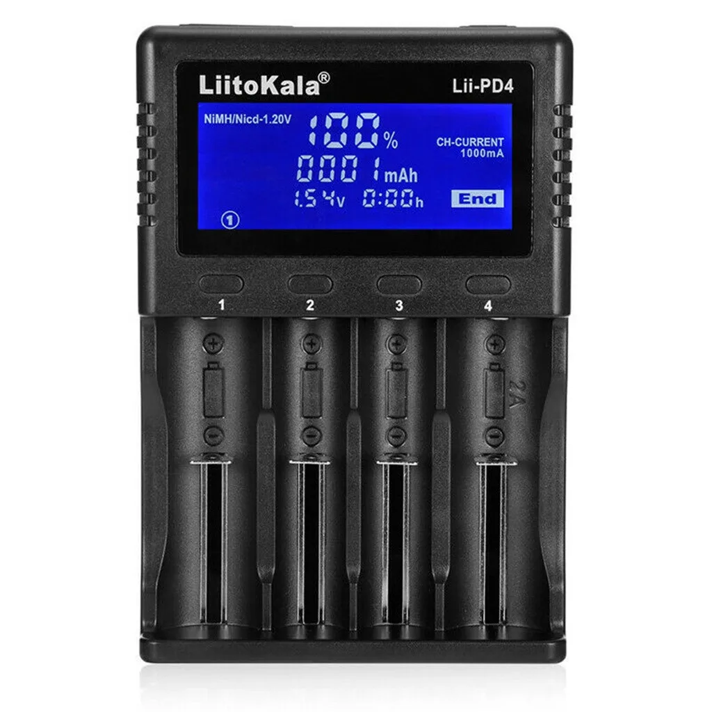 

Liitokala Lii-PD4 4 Slots Travel Camping Battery Charger for NiMH/AA/AAA/Battery Overload Protection Charger Charging LED