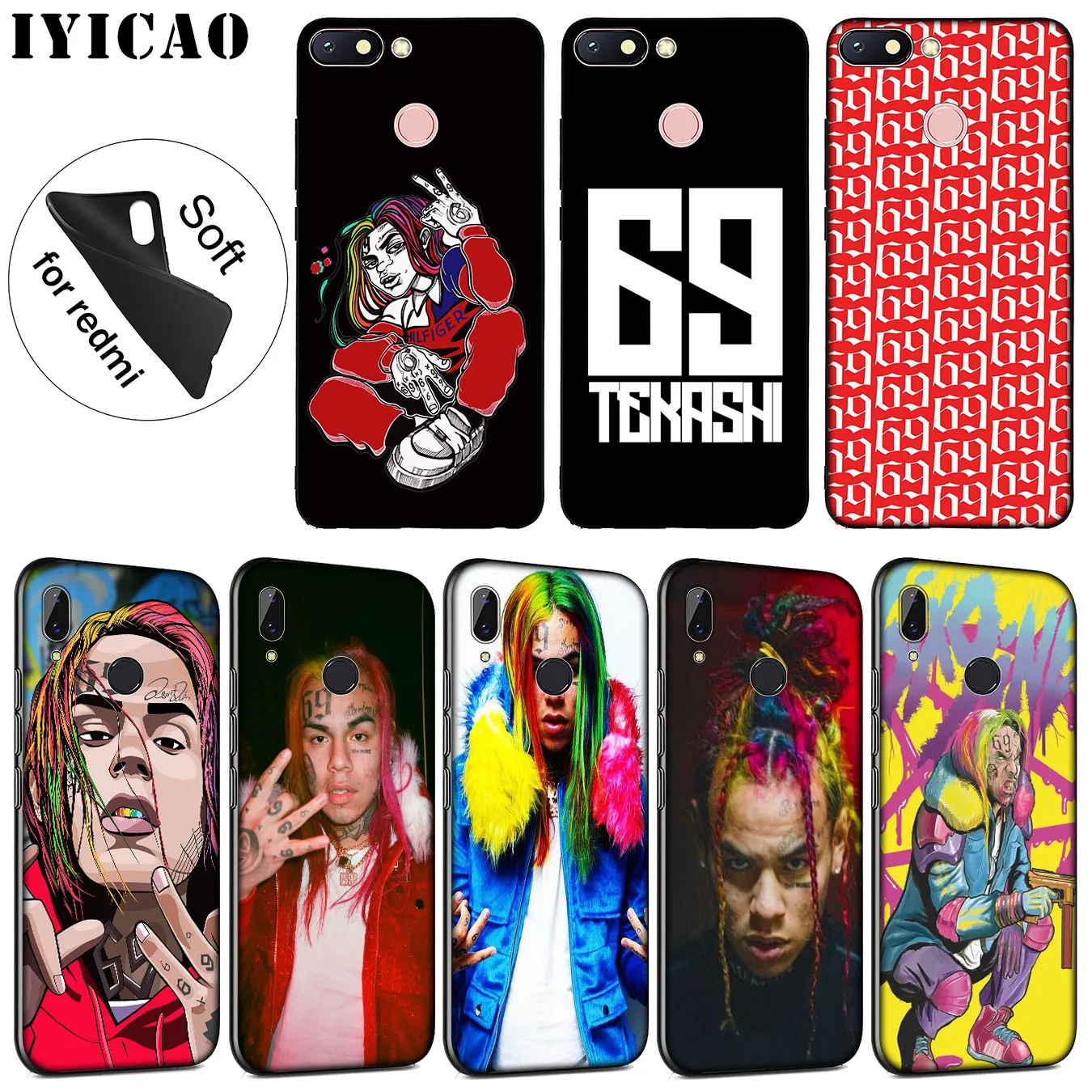 IYICAO 6ix9ine Tekashi69 Мягкий силиконовый чехол для телефона в стиле хип-хоп Xiaomi Redmi K20 8A 7A 6A