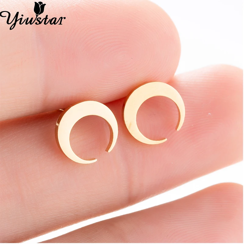 

Yiustar Cute Tiny Mickey Moon Star Earrings for Women Lovely Stainless Steel Stud Earring for Children Jewelry Pendientes Mujer