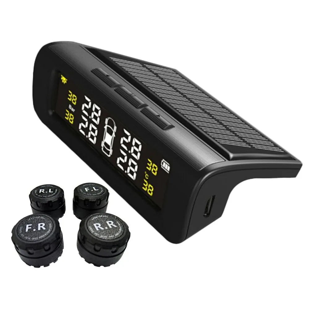 

Solar Powered Wireless Mini Smart Car TPMS Tire Pressure Monitoring Solar System LCD Digital Display Security Alarm Systems
