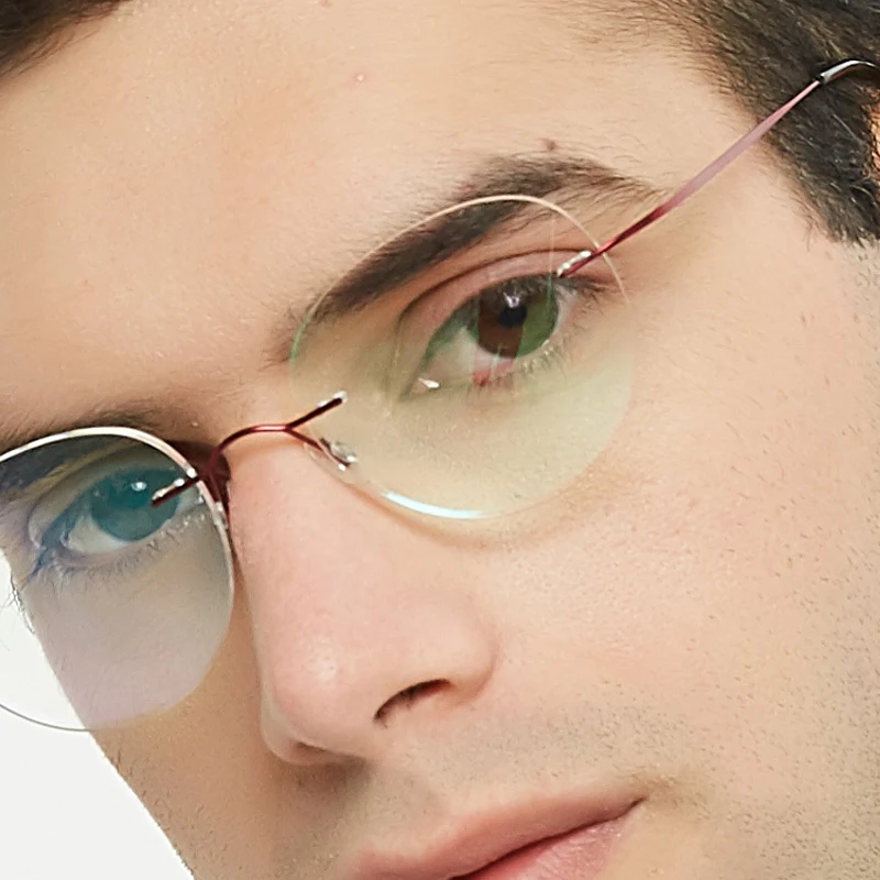 De titanio gafas de montura de gafas redondas gafas hombres miopía óptica gafas hombres espectáculo marco - 3
