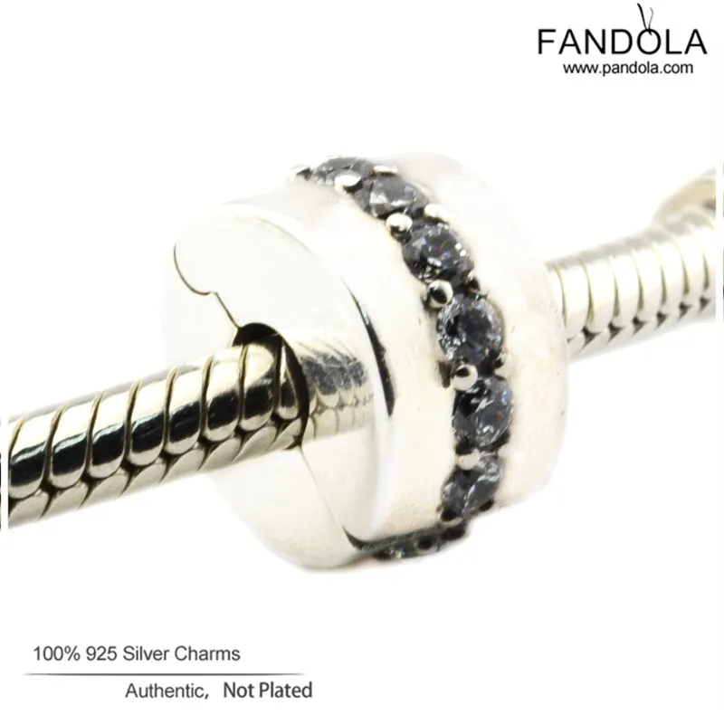 

100% Real 925 Sterling Silver Shining Path Clip Stopper Charm Beads for Jewelry Making Fits Original Charms Bracelets Berloque