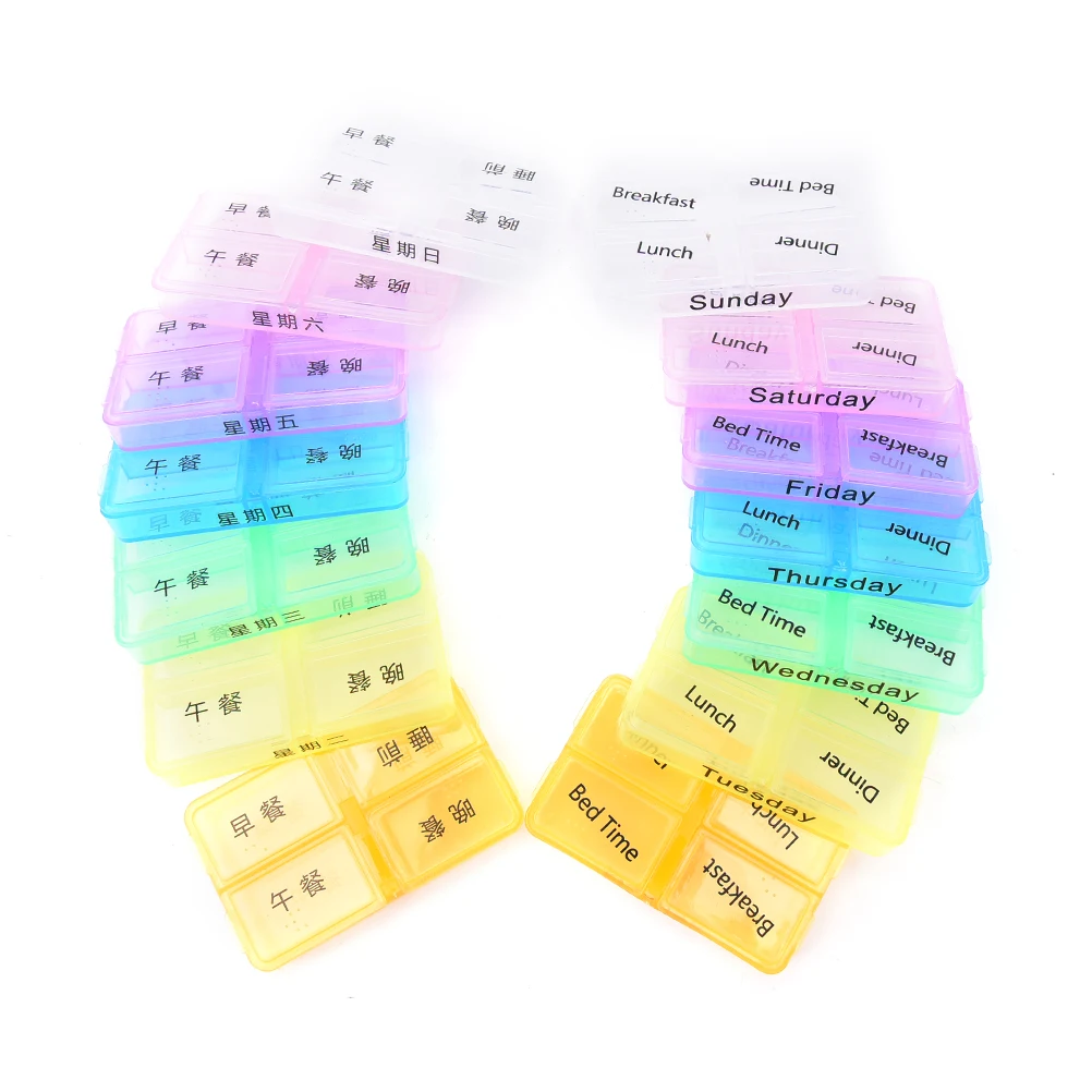 1 Set Portable Pill Medicine Box Travel Weekly Rotating Pill Case Organizer Holder Printed Medicine Storage Kit Dispenser Hot