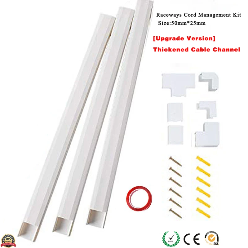 

Cable Management Channel Concealer Cord Cover Organizing Mount TV System Wire Hider Cord Management Cable Raceway On-Wall Runner