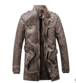 

Warm Winter Jacket Men Winter New Stand Collar Leather Jackets