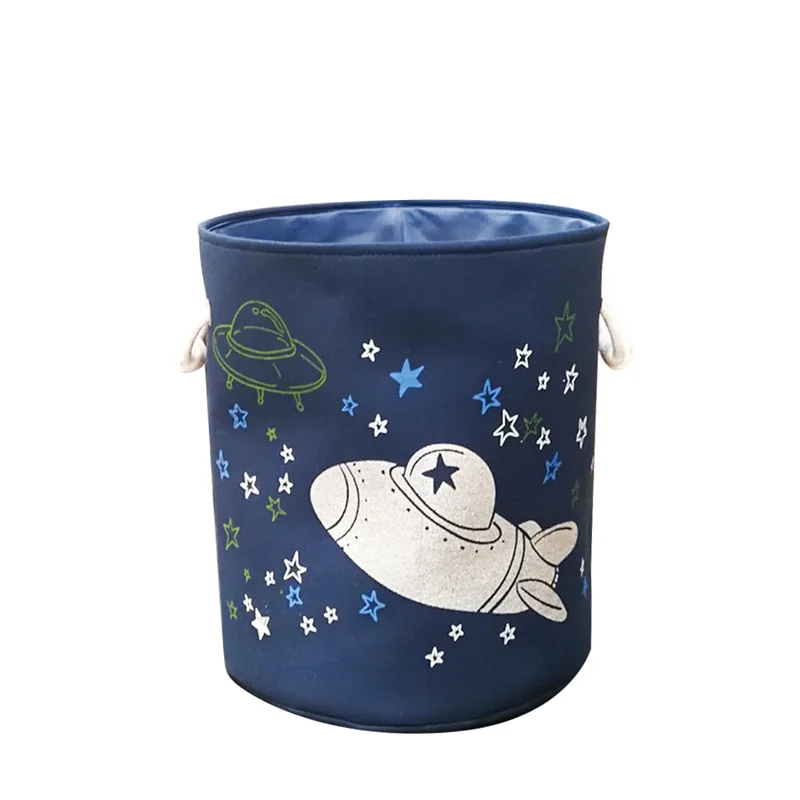 

ABFP 1Pc Laundry Basket Stars Moon Pattern Toy Storage Organizer Barrels Canvas Dirty Clothes Barrels Home Decoration