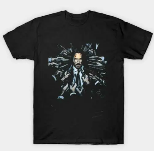 Подарок на день отца черная футболка с надписью John Wick Классическая хлопковая