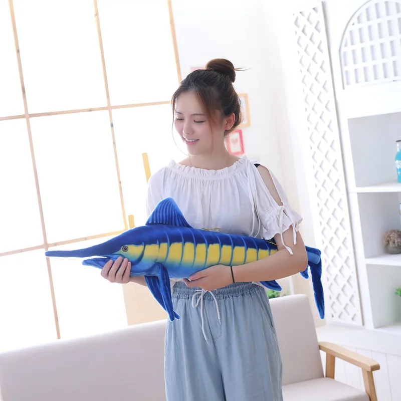 1pc 100cm/140cm Simulation Blue Marlin Plush Pillow Soft Cartoon Animal Shark Stuffed Doll Fish For Gifts Home Decoration Toys