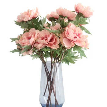 

10pc Artificial Flower Fresh Rose Peony Silk Floral With Vivid Leaf for Home Wedding Decoration Party Garden Office Decor