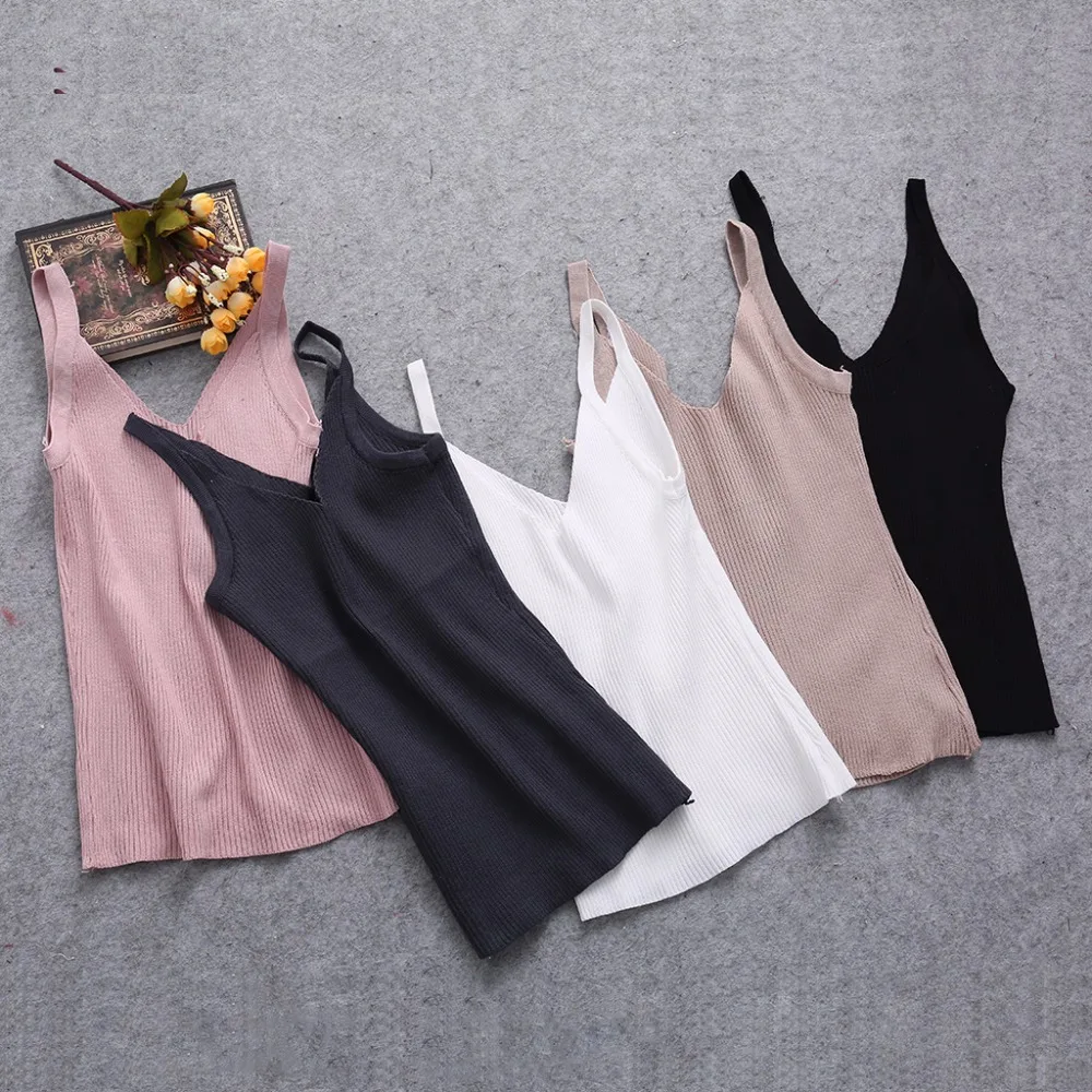 2017 Sexy Women Plain Camisole Double V-neck Vest Slim Sling Short Tank Tops APR5_30 2017 Sexy Women Plain Camisole Double V-neck Vest Slim Sling Short Tank Tops APR5_30