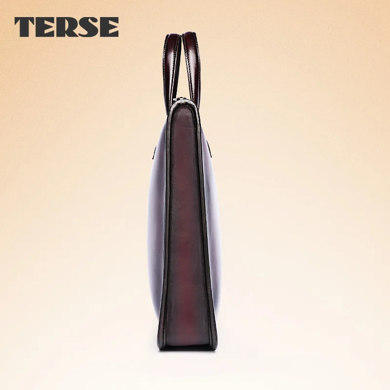 TERSE, итальянский кожаный мужской портфель, кожаный деловой портфель, сумка для ноутбука, сумки на молнии, высокое качество, сумки, обслуживание OEM