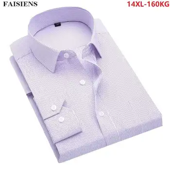 

Men Striped Shirt Long Sleeve Classic Larger Size Big 5XL 6XL 7XL 8XL 10XL 9XL Office 12XL Pocket Red Autumn Business Man Blouse