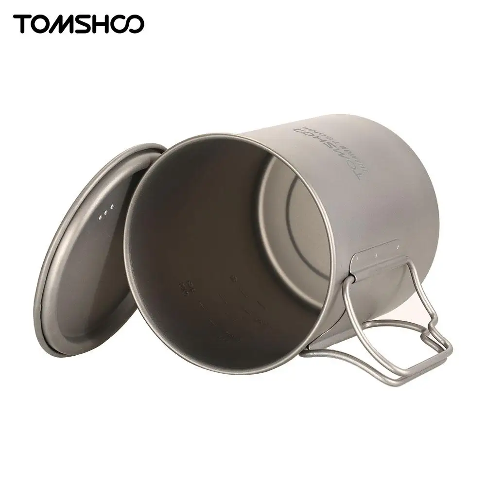 TOMSHOO 750 мл Ультралегкая титановая чашка, кухонная посуда, портативная кружка для воды, посуда, кастрюля для приготовления пищи, титановый горшок для кемпинга, пикника