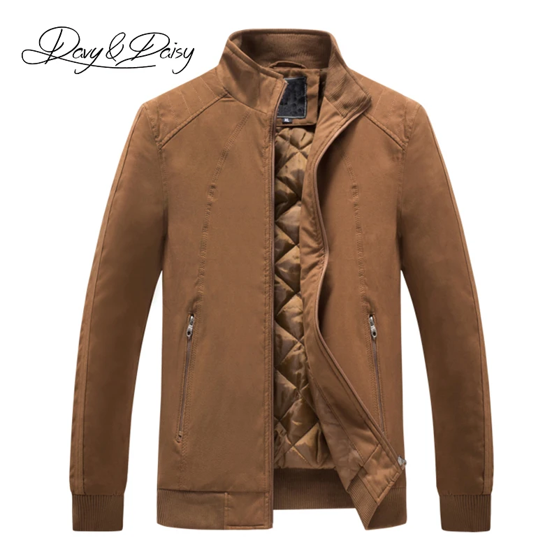 

DAVYDAISY New Arrival High Quality Faux Leather Jacket Men Autumn Winter Stand Collar Men Coat Casual Dress Coat 4XL DCT-252