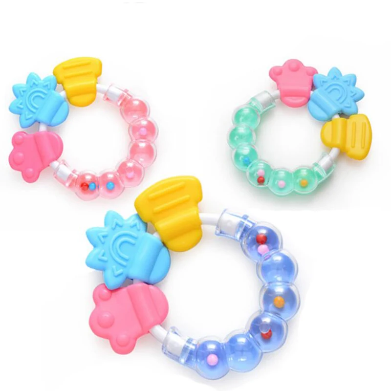 Shake rattle baby toddler toys with soft Silicone teether educational bracelet toys for chewing