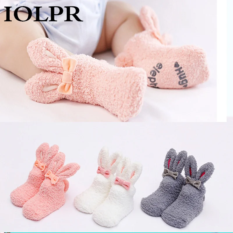 

IOLPR Winter Cotton Kids Socks Thicken Unisex Baby Socks Cute rabbit Cartoon floor Socks Boys Girls Children Socks 0-3Y