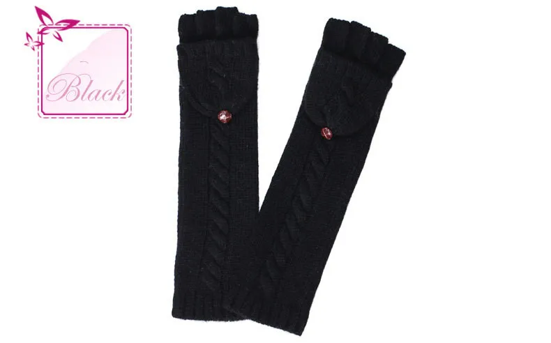 Новинка, зимние теплые женские шерстяные перчатки, длинные вязаные перчатки с переплетением, новые варежки на половину пальца A4018
