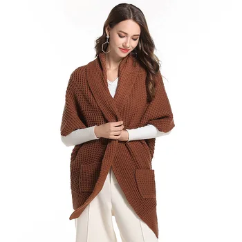 

Fall Winter Knitted Middle Long High Low Cardigan for Women Elegant Ladies Runway Half Sleeve Asymmetrical Sweater Coat One Size