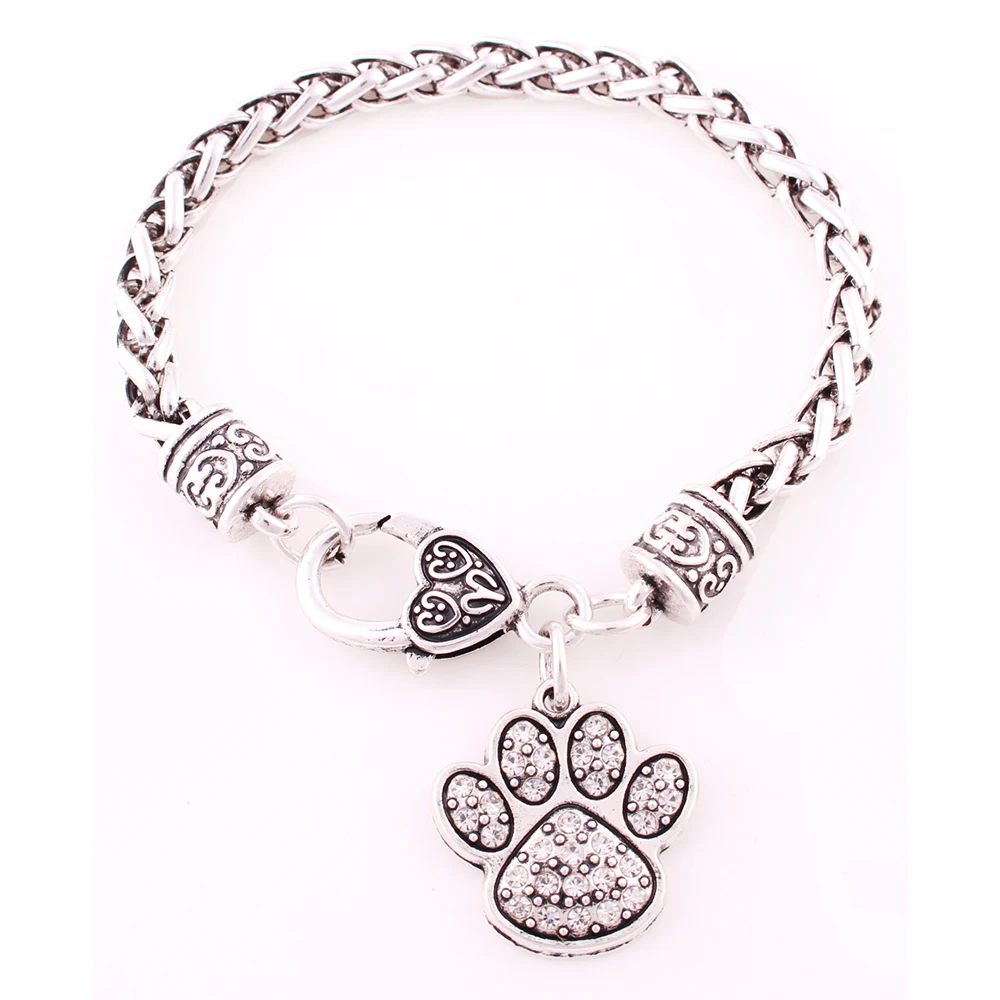 Animal Cat Paw Print Charm Personality Bracelet With Sparkling Crystals