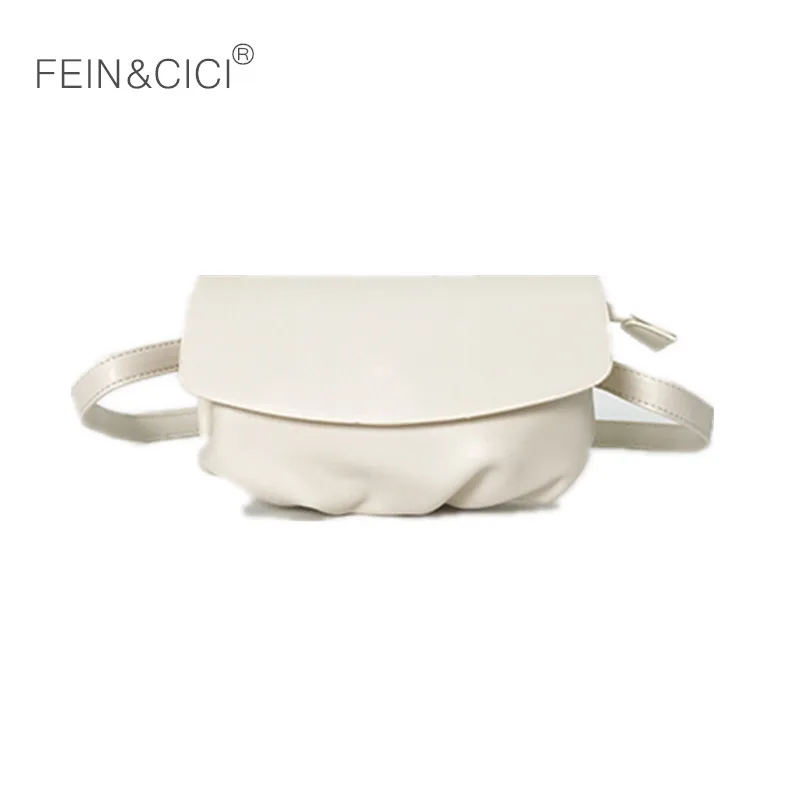 

Waist belt bag women Fanny Pack bags brand ruched phone bag PU leather purse handbag 2019 summer new white black yellow pink