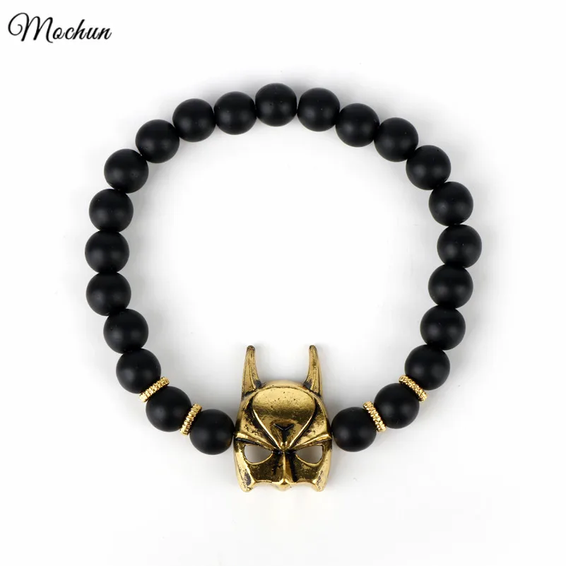 

MQCHUN DC Comics Batman Nature Stone Bead Bracelets Super Hero Spiderman Star Wars Darth Vader Charm Bracelet For Mens Jewelry