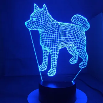 

American Japanese Akita Samoyed Husky Dog 3d Lamp 7 Colors Changing Desk Lamp Novelty Led Night Lights Led Light Drop Shipping