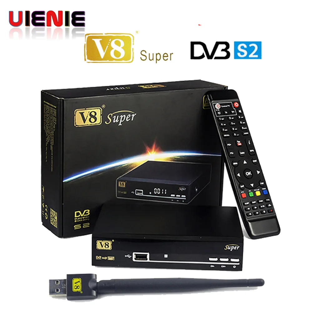 5 шт. V8 супер DVB-S2 спутниковый ТВ ресивер с USB Wi-Fi Поддержка PowerVu Biss ключ резких перемен температуры Newcamd Youtube Youporn Декодер каналов кабельного