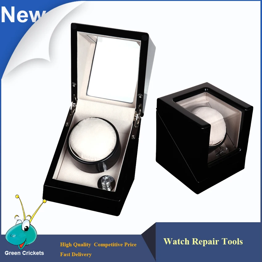 Black 1+0 Automatic Watch Winder, 5 Mode Ultra Quiet Motor Wooden Watch