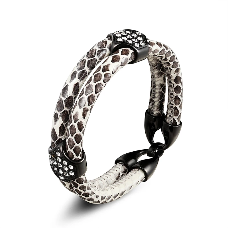 Brand New Natural Python Leather Charm Bracelet Mens Cool Wristband