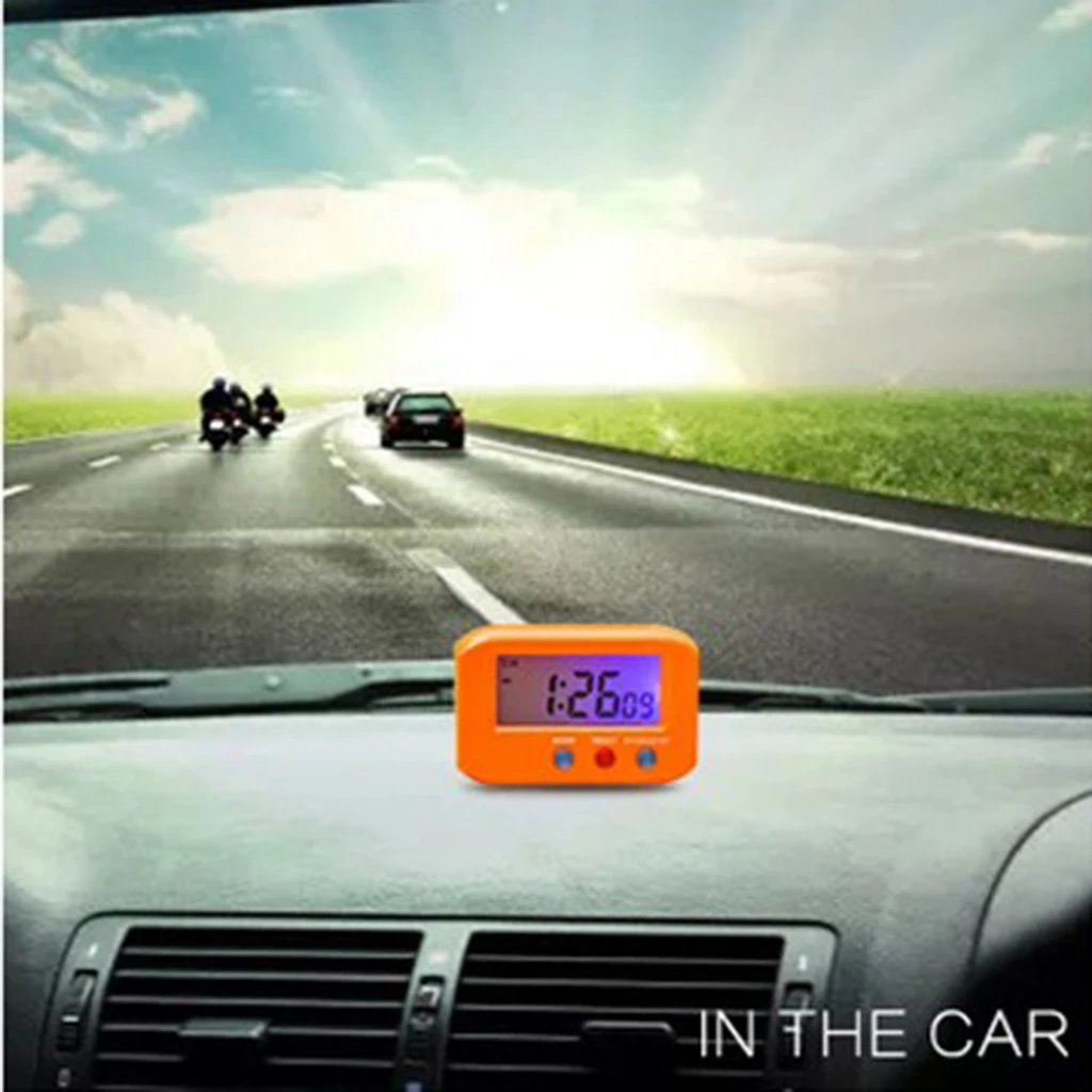 Battery Mini Small Clock Large LCD Display Screen Desktop Table Car Dashbaord Clock