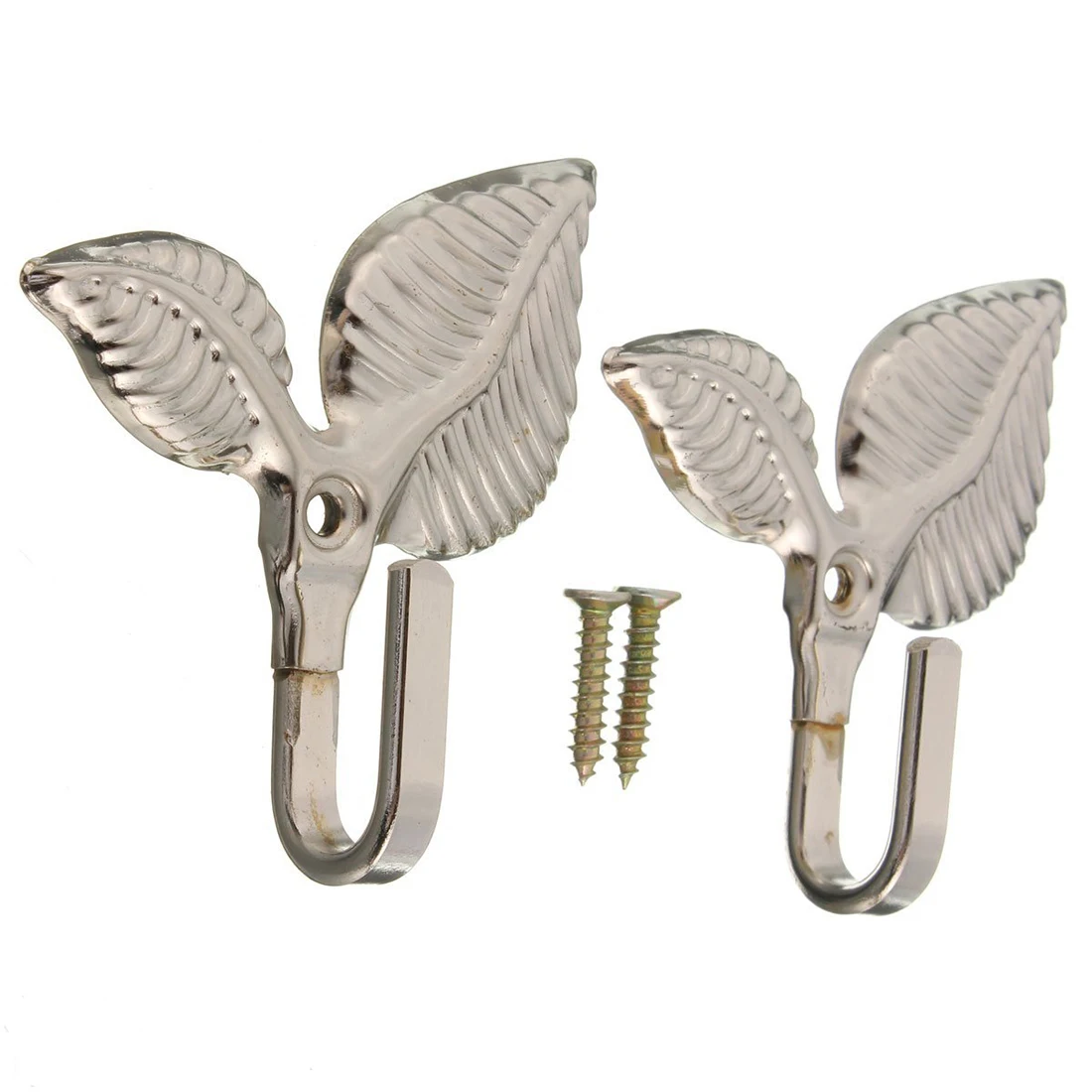 

Best 2 Pcs Wall Hook Metal Fastener for Curtain Drapery Leaf Shaped silver
