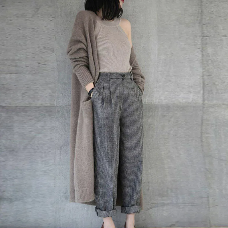 

Jacket Women Cardigan Casual Autumn Sleeve Oversized Women Midi Ladies Fashion Length Front Long Sweater Jumper