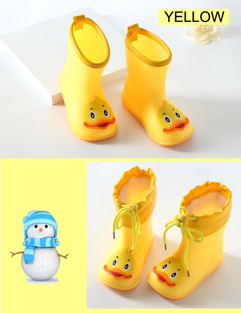 Autumn Winter Warm Plush Waterproof Kids Rain Shoes Boys Girls Baby Rubber Boots Soft PVC Snow Boots Children Rain Boots CSH789