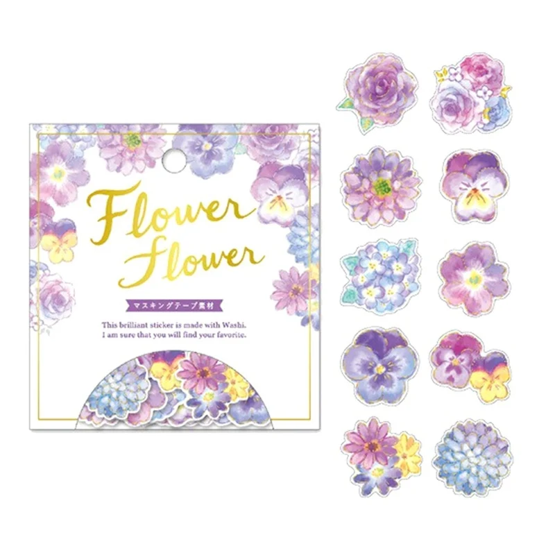 

40PCS/PACK Diary Stationery Album Stickers Flower Shape Golding Flowers Decorative Washi Stickers Scrapbooking Stick Label